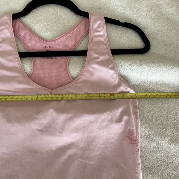 Zella Bra Tank Top Womens Medium Pink Floral Stretch Nylon Scoop Neck Racerback - Picture 2 of 5